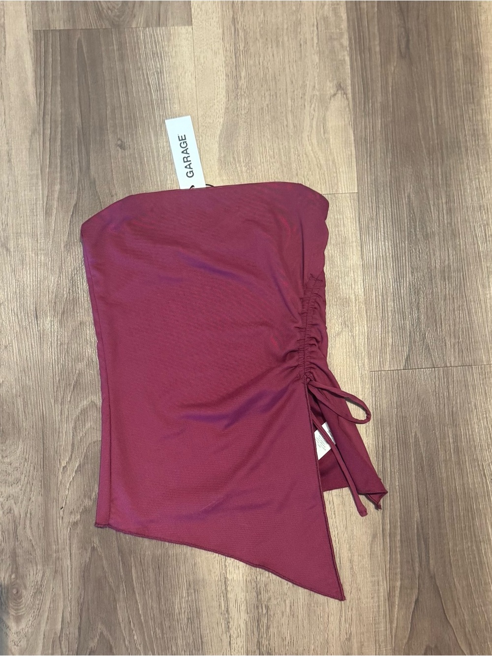 Garage Strapless Asymmetrical Ruched Camisole - Berry